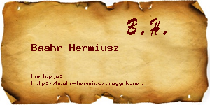 Baahr Hermiusz névjegykártya